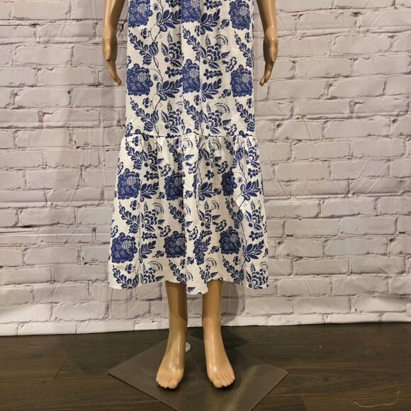 THML - 100% cotton Penelope blue &white floral sleeveless sundress - Picture 11 of 15